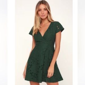 Green lace detail dress